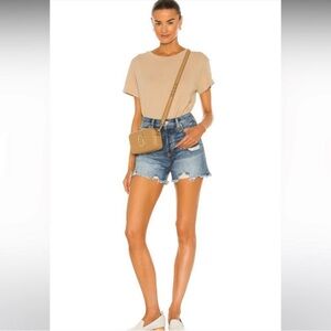 We The Free Blue Distressed Jean Shorts